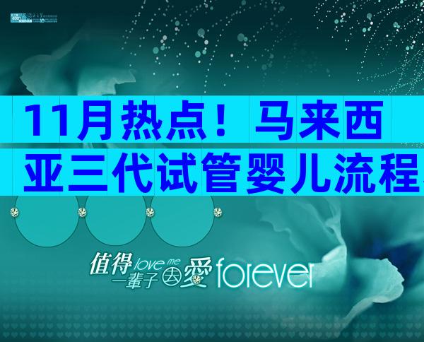 11月热点！马来西亚三代试管婴儿流程和时间，助您实现家庭梦想    